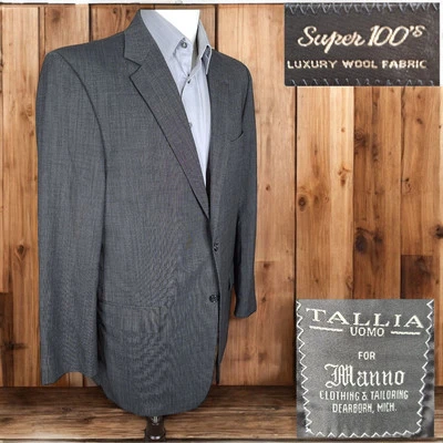 Chaqueta Blazer Tallia Uomo Para Hombre 44L Gris Cabeza de Uñas Sin Ventilación Super 100 Lana Foto 1 de 4
