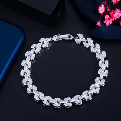 17Ctw Marquise Cut Lab Created Diamond Tennis Bracelet 14K White Gold Plated - Image 1 of 4