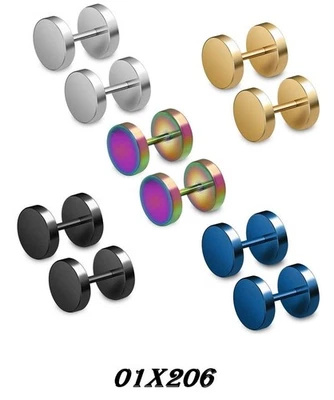 1 Paar Edelstahl Fakeplugs Ohrstecker Fake Plug Ohrringe Herren 4 6 8 10 12mm - Bild 1 von 4
