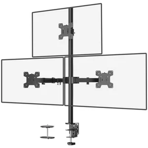 WALI Support de Bureau Triple Moniteur, Support Trois Moniteur Entièrement Réglable Convient à 3 S... - Photo 1/9