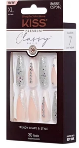 Juego de 30 uñas KISS CLASSY PREMIUM LISTAS PARA USAR Pegamento SOFISTICADO EXTRA LARGO - Imagen 1 de 4