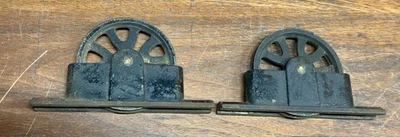 "Juego de 2 rodillos de oruga inferiores antiguos a juego para puertas correderas/de bolsillo 7"" X 4""" Foto 1 de 2