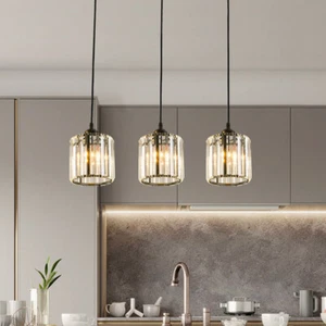 3X Crystal Lamp Kitchen Chandelier Bar Pendant Light Dining Room Ceiling Lights - Picture 1 of 8