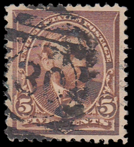 US Stamp #223 - 1890-93 Regular Issue 5¢ Grant, EzGrade™ VF/XF Duplex Cancel - Picture 1 of 3