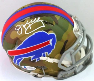 Jim Kelly Autographed Buffalo Bills Camo Mini Helmet- Beckett W *White - Picture 1 of 10