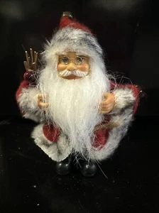 5" tall red coat Santa Christmas Ornament carrying stick bundle + twine hanger - Picture 1 of 6