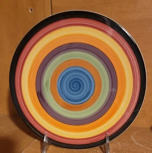 Philippe Richard RONDO Trivet, 8", Bandas Multicolores, Pintadas a Mano, Excelente - Imagen 1 de 5