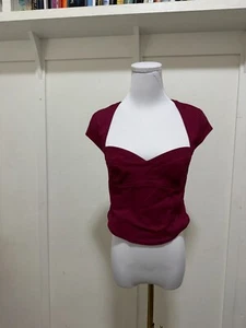 Women's Garage Sweetheart Short Sleeve Bustier Small Petite Red Plum (c99) - Picture 1 of 10