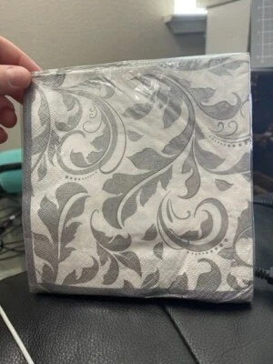 Silver Elegant Scroll Lunch Napkins 16ct. Party Supply New!!! - Image 1 of 2