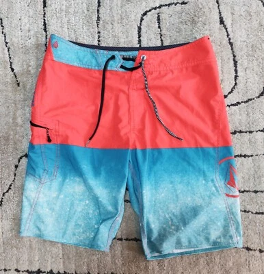 Volcom Mens Mod Tech Board Shorts Size 32 Surf Blue Red Great Condition - Image 1 of 3