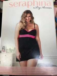 Leg Avenue Black and Neon Pink Soft Stretch Nightie Chemise UK 18-20 - Picture 1 of 2