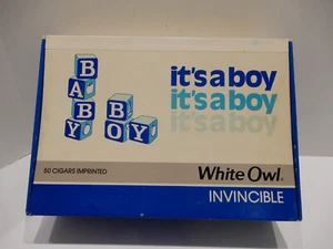 It's A Boy White Owl Empty Cigar Box - Picture 1 of 5