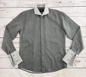 Steven Land Shirt Mens 16-34/35 Button Up French Cuff Trim Fit Gray Dress - Picture 1 of 12