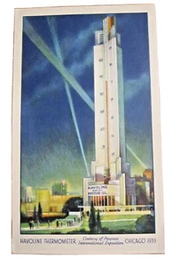 CHICAGO WELTAUSSTELLUNG POSTKARTE Havoline Thermometer 1933 - Bild 1 von 2