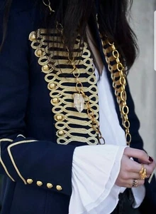 ZARA Nautical Military Jacket Navy Blue Gold Sz XS BNWT - Picture 1 of 12