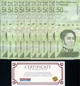VENEZUELA 50 DIGITAL (50 Digitales) 2021 - QTY 10 Pcs CIRCULATED COA CURRENCY - Picture 1 of 2