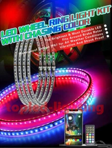 Double Row Wheel Lights RGB Chasing LED Illuminated Wheel Rings Rim Light Kit - Picture 1 of 12