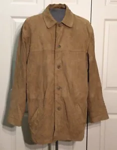 Jos A Banks Suede Jacket Caramel Brown Very Soft Button Front Coat XL - Picture 1 of 11