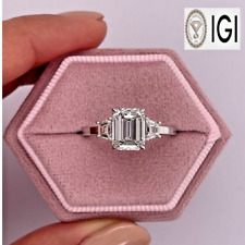 IGI GIA H/VS2 2.00 CT Lab-Grown Emerald Cut Diamond Wedding Ring 14K White Gold