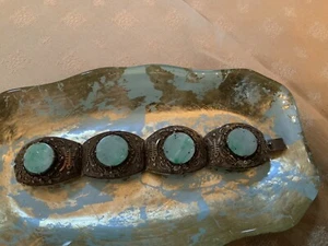 Antique Chinese Gold Jade Jadeite Bracelet - Marked SR - Picture 1 of 23