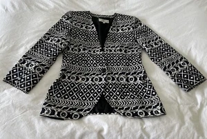 VALENTINO Miss V | Women’s SZ 44 (US 10 M) Blazer | Black White Patterned VTG - Picture 1 of 12
