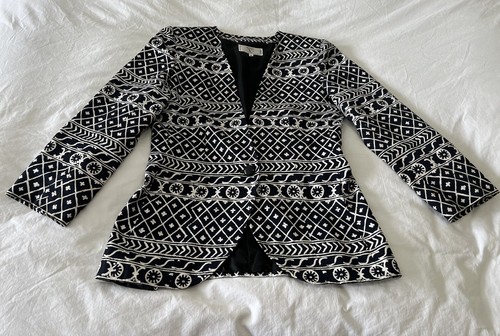 Blazer VALENTINO Miss V Donna TAGLIA 44 (US 10 M) Nero Bianco Modello Vintage