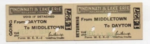 Vintage Double Ticket Cincinnati & Lake Erie Railroad Co - Imagen 1 de 1