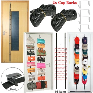 2pcs Baseball Cap Hat Rack Wall Door Hanger Holder Storage Organizer 16 Hooks US - Picture 1 of 10