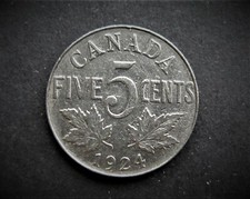 CANADA 5 CENTS 1924  / SNIFF'S  ANCIENT COINS T-2