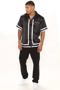 satin button down shirt men - Picture 1 of 5
