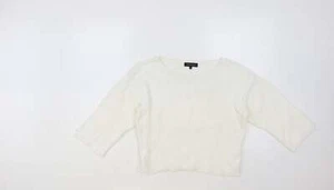 New Look Womens White Boat Neck Cotton Blend Jumper Size 8 - Picture 1 of 12