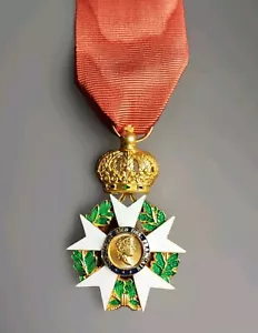 Croix de la Légion D'honneur 3ème Type 1808 dorée avec Ruban - REPRODUCTION - Foto 1 di 2