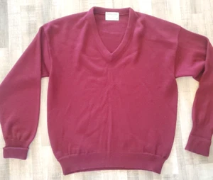 Maglione vintage Royal Jeff Orlon uomo M rosso scollo a V golf cardigan nonno anni 80 - Foto 1 di 6