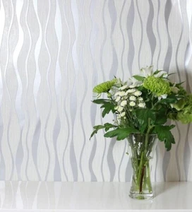ARTHOUSE WHITE SILVER METALLIC WALLPAPER QUALITY DESIGNER 292800 - Picture 1 of 6