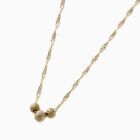 18K Solid Yellow Gold Necklace Stardust Finish Beads Thin Twisted Chain 16.5"