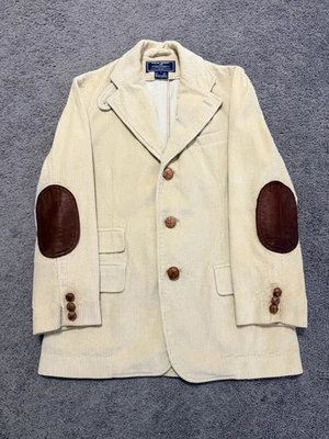 Vintage Polo Ralph Lauren Women’s Sport Leather Corduroy Blazer Small Beige - Image 1 of 4
