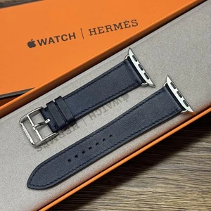 Apple Watch Hermès 41 mm bracelet cuir marine simple tourBand avec boîte authentique jamais utilisé - Photo 1 sur 16