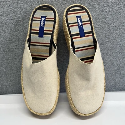 Keds Jute Rope Platform Slip-on Slide Sandals Shoes Sz 8 Tan Canvas - Image 1 of 4