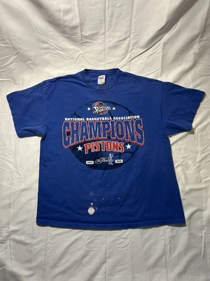Camiseta azul de los campeones de la NBA Detroit Pistons 2004 vintage envejecida talla XL Foto 1 de 4