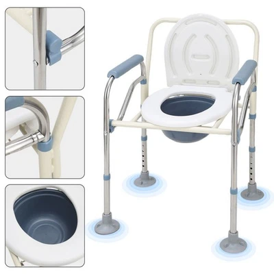 Toilettenstuhl Höhenverstellbar Nachtstuhl Faltbar inkl. Eimer 150kg Duschsitz - Bild 1 von 4