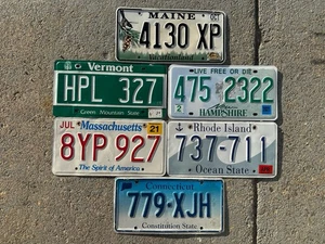 Lote de placas de los estados de Nueva Inglaterra MA ME CT NH RI VT - Imagen 1 de 8