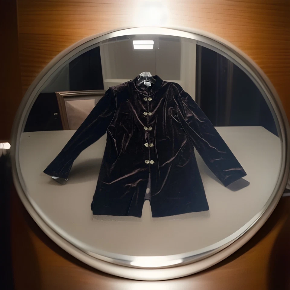 Chaqueta de Noche RM Richards por Karen Kwong Talla M Marrón Terciopelo Cierre Elegante De Colección Foto 1 de 4