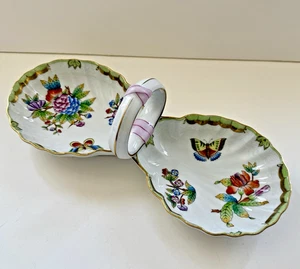 HEREND Queen Victoria Double Shell Shaped Dish Centerpiece #7530/VBO-Excellent - Picture 1 of 15