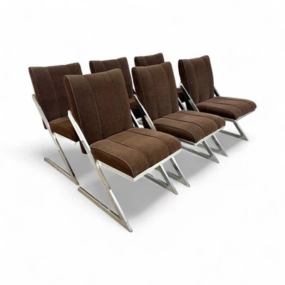Mid-Century Space Age Modern Chrome Dining Chairs - Set of 6 - Image 1 of 4