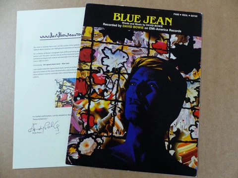 DAVID BOWIE signed Autograph 9x12 BLUE JEANS Sheet Music ANDY PETERS LOA Cover