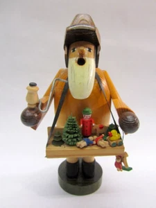 Erzgebirge KWO Räuchermann Räuchermännchen Spielzeughändler Bauchladen Holz 19cm - Bild 1 von 13