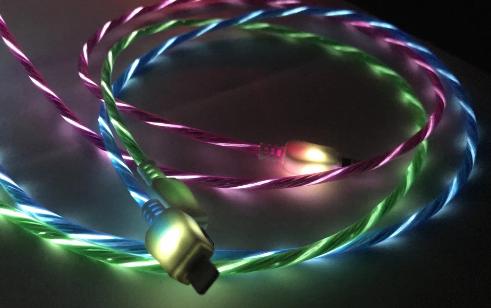CANDY FLOW LIGHT-UP 3FT LED cabo carregador USB PARA iPhone X 8 7 6 plus 5s micro - Imagem 1 de 4