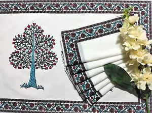 Cotton Table Placemats & Napkins Set Floral Printed Kitchen Dining Set of 6 - Picture 1 of 24