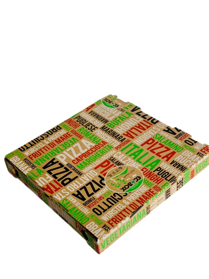 Pizza Boxes (ECO BOX) Made in Italy - Size 13"x 13"x 1".5/8  Pack of 75 - Image 1 of 3