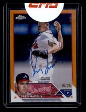 GREG MADDUX 2023 TOPPS CHROME BRAVES ORANGE REFRACTOR AUTOGRAPH AUTO #/25 S8023